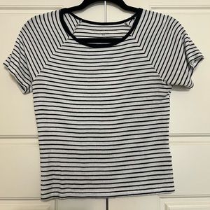 AEO Soft&Sexy Striped Cropped Ribbed Short Sleeve Top